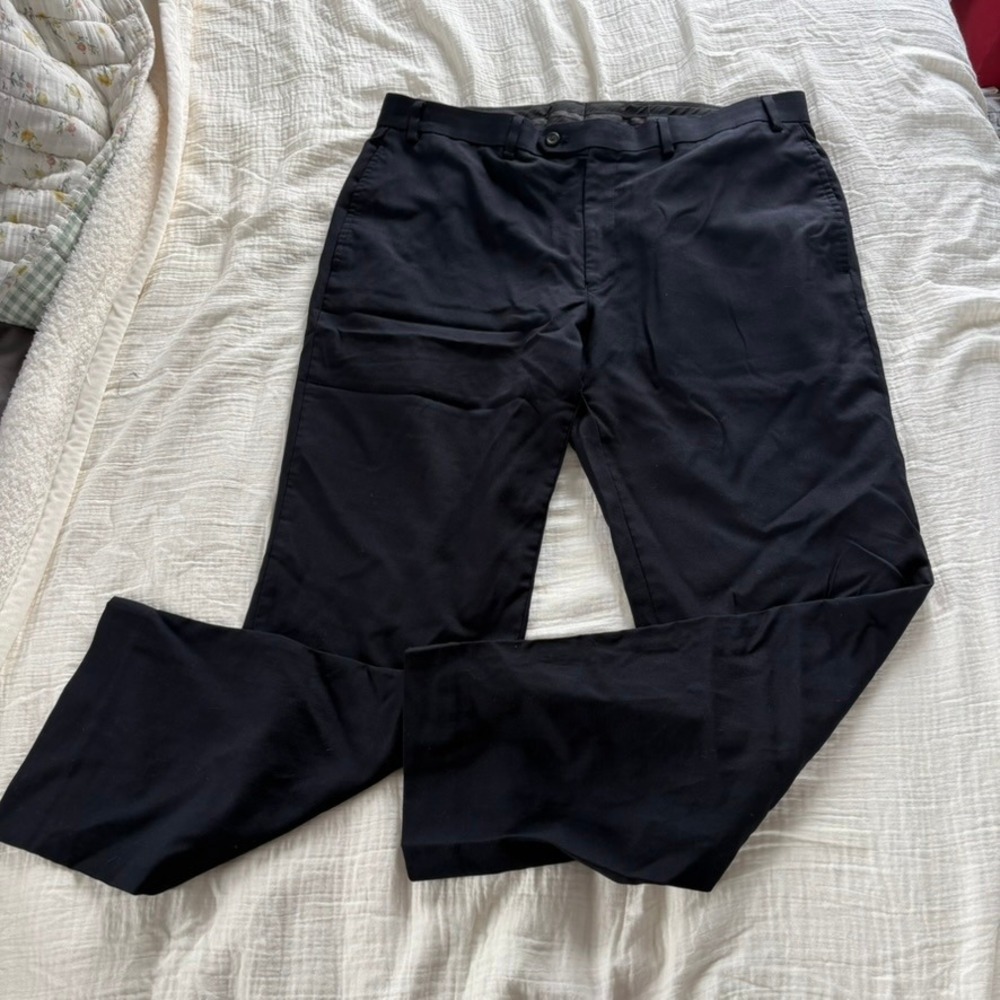 Lauren Ralph Lauren Dress Pants 100% Wool Black Flat Front Classic 36x30